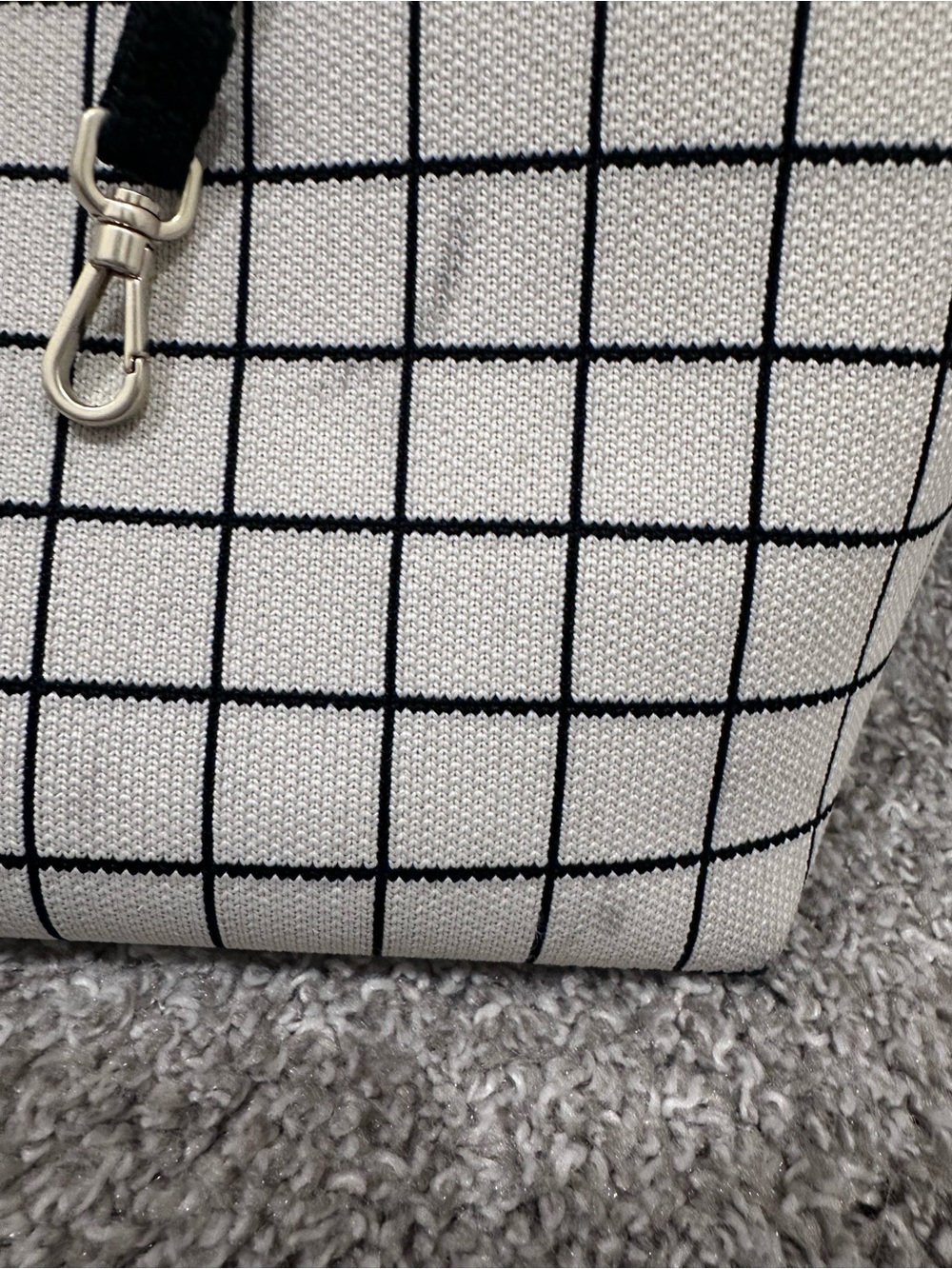 Rothy's White Grid Tote with Black Trim - Picture 5 of 6